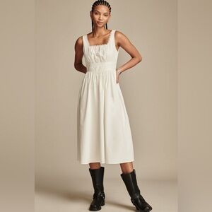 Lucky brand femme midi dress white smocked medium